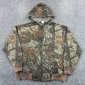 Vintage Sports Afield Camo Hoodie Mens 2XL Full Zip Realtree Camouflage Lined